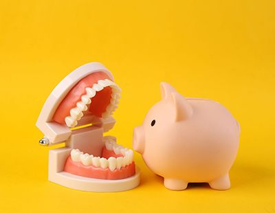 piggy bank and dentures   