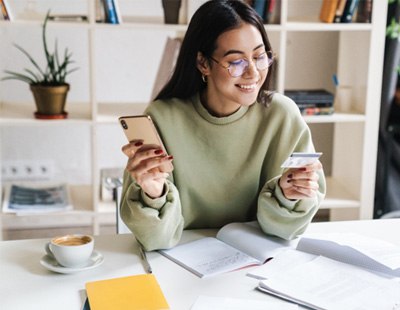 Woman using a credit card
